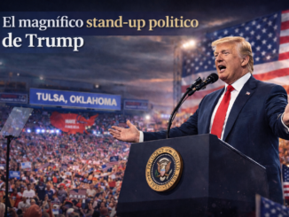 Donald Trump pronunciando un discurso durante el rally político en Tulsa Oklahoma frente a miles de seguidores.