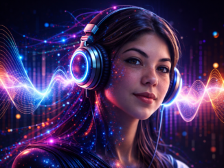 IA música inteligencia artificial auriculares ondas digitales