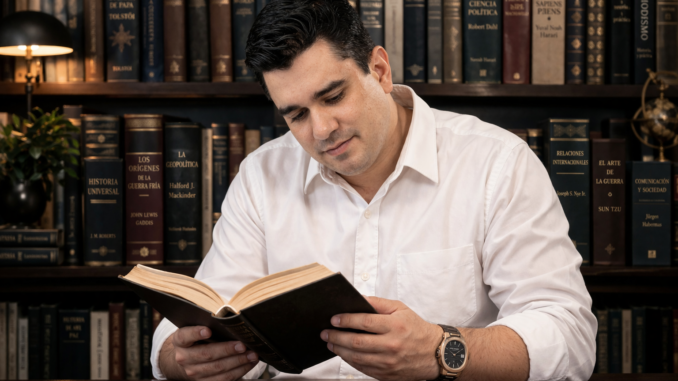 análisis geopolítico en biblioteca con libros de historia política y estudio del contexto internacional