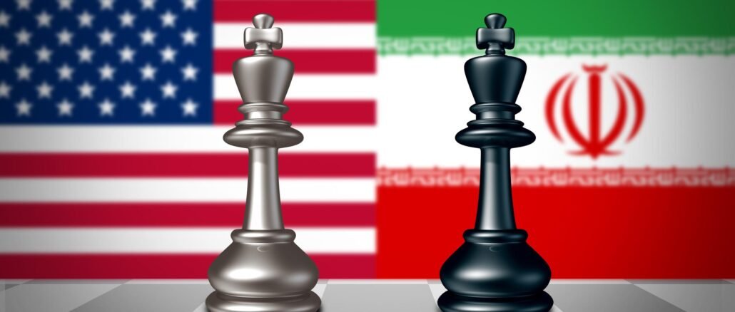 Ilustración geopolítica sobre la guerra entre Estados Unidos e Irán y los actores internacionales que se benefician del conflicto