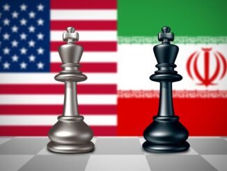 Ilustración geopolítica sobre la guerra entre Estados Unidos e Irán y los actores internacionales que se benefician del conflicto