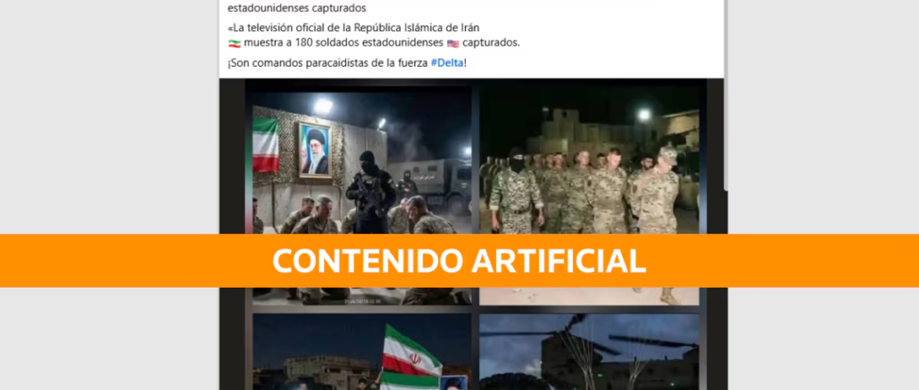 captura de soldados estadounidenses en Irán imagen falsa generada con inteligencia artificial marcada como falso