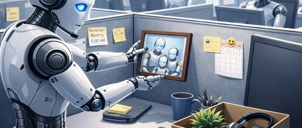 Inteligencia artificial automatizando tareas en el trabajo y transformando el futuro del empleo.