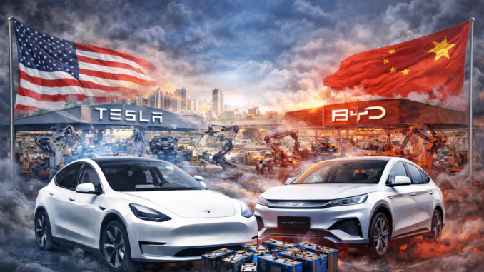 Competencia industrial entre Estados Unidos y China por los autos eléctricos.