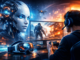 inteligencia artificial en el gaming con jugador y entorno virtual futurista