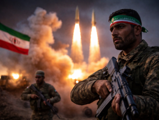 soldado iraní con misiles en lanzamiento tras advertencia de respuesta inevitable en Medio Oriente