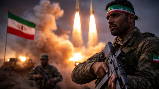 soldado iraní con misiles en lanzamiento tras advertencia de respuesta inevitable en Medio Oriente