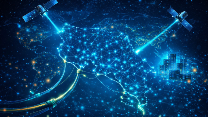 mapa de costa rica formado por conexiones digitales que representan la transformación tecnológica del país