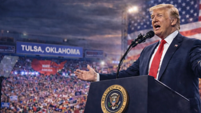 Donald Trump durante un discurso como ejemplo de marketing político de Trump en Estados Unidos