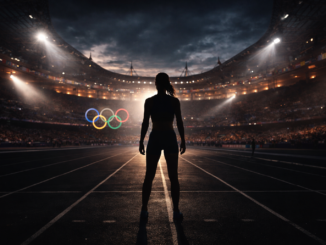 Silueta de atleta femenina en estadio olímpico representando el debate sobre mujeres trans en los Juegos Olímpicos