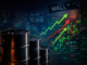 barriles de petróleo con gráfico al alza en Wall Street tras tensión entre Israel e Irán