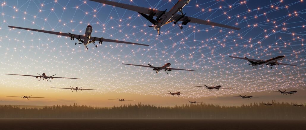 tecnologia militar con drones autonomos desarrollados por empresas privadas para defensa global