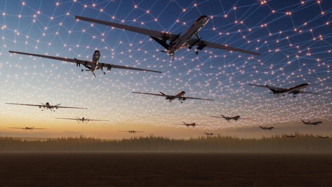 tecnologia militar con drones autonomos desarrollados por empresas privadas para defensa global