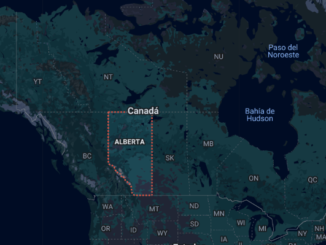 Mapa de Alberta en Canadá destacando región en debate sobre referéndum de independencia
