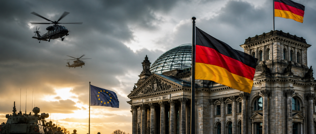 Alemania defensa Europa seguridad militar Reichstag con helicópteros y tropas