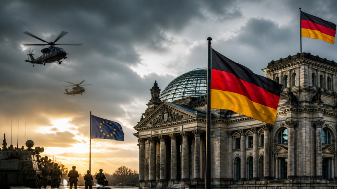 Alemania defensa Europa seguridad militar Reichstag con helicópteros y tropas