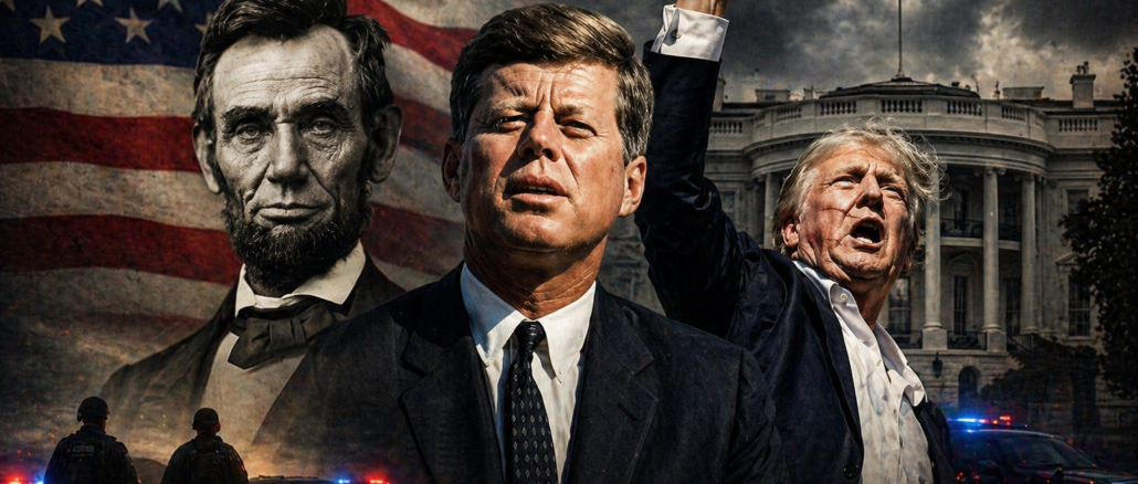 Atentados contra la presidencia de Estados Unidos: Lincoln, Kennedy y Trump en imagen simbólica de tensión política