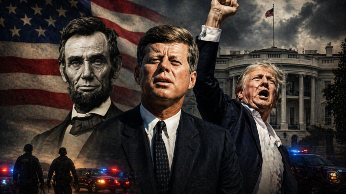 Atentados contra la presidencia de Estados Unidos: Lincoln, Kennedy y Trump en imagen simbólica de tensión política
