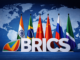 BRICS y Medio Oriente en el contexto del nuevo orden global con mapa mundial y banderas