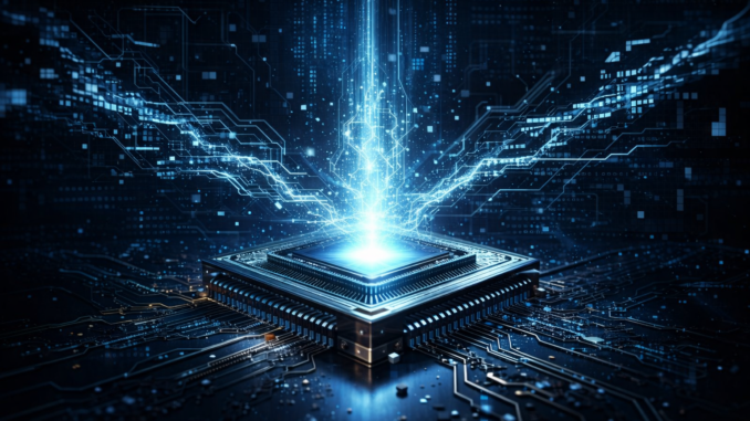 computacion cuantica y seguridad digital representada con chip tecnologico