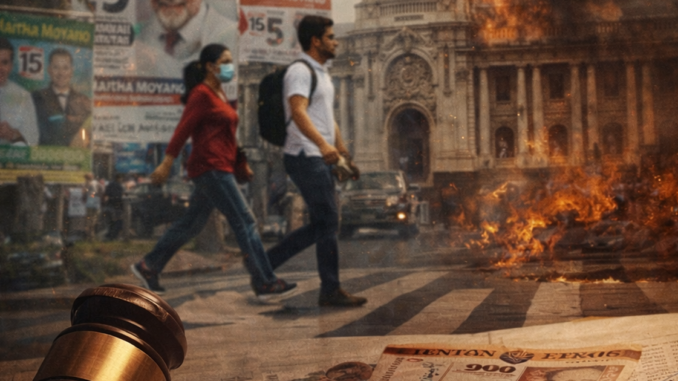 crisis política en Perú impacto económico con contexto urbano en Lima y tensión institucional