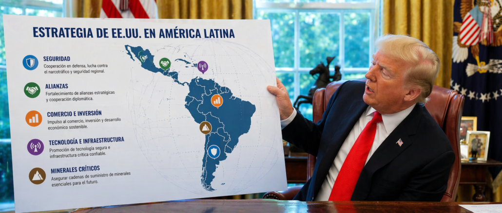 estrategia de eeuu en america latina frente a china con mapa regional