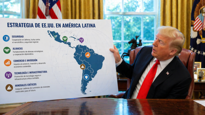 estrategia de eeuu en america latina frente a china con mapa regional