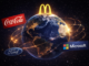 globalización en los 90 con marcas globales como McDonalds Coca Cola Microsoft y Ford expandiéndose en el mundo