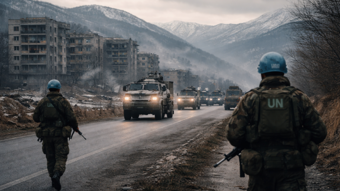 guerras de los Balcanes convoy militar en Europa tras conflicto