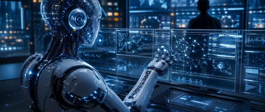 IA autónoma controlando sistemas digitales inteligencia artificial actuando sola