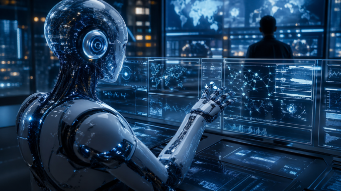 IA autónoma controlando sistemas digitales inteligencia artificial actuando sola