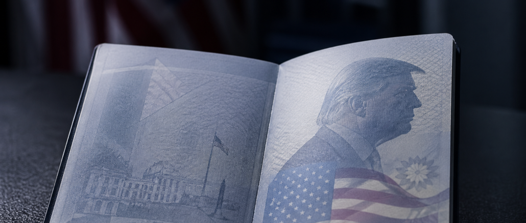 imagen de Trump en pasaportes de Estados Unidos en documento oficial conmemorativo