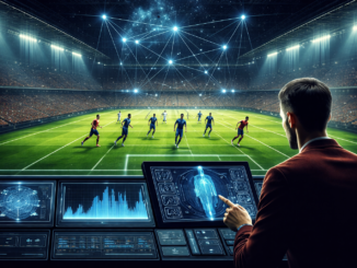 inteligencia artificial deporte analizando jugadores en partido de fútbol