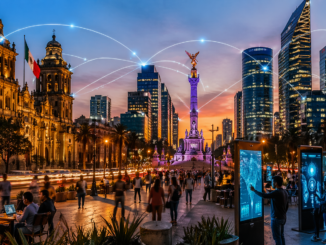 México tecnológico con ciudad moderna, innovación digital y transformación urbana