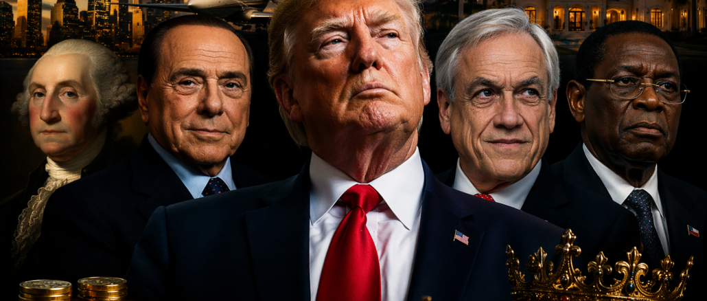 Collage de presidentes más ricos de la historia representando poder político y grandes fortunas