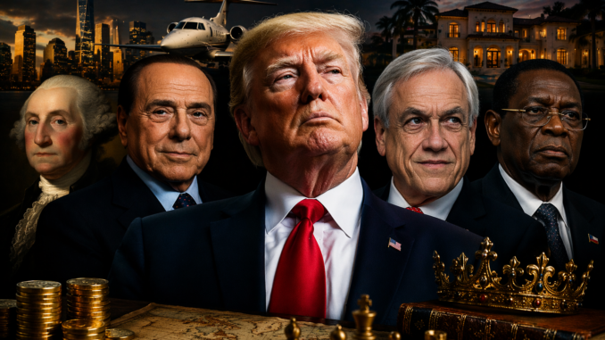 Collage de presidentes más ricos de la historia representando poder político y grandes fortunas