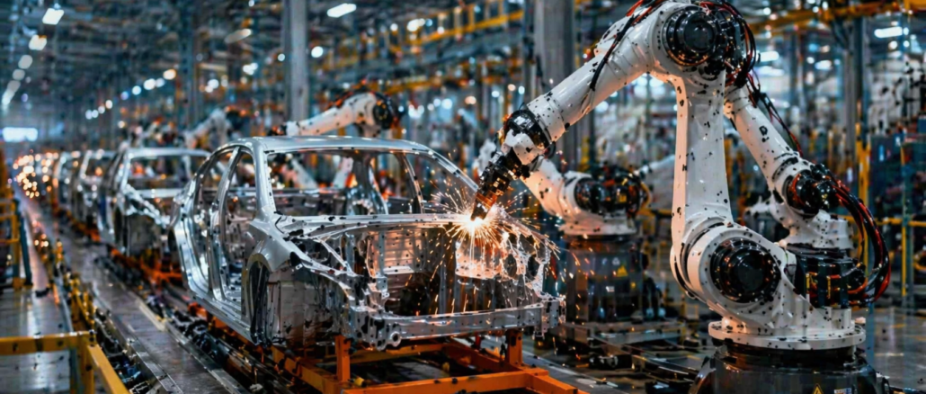 robotica industrial en fabrica automatizacion proceso produccion empleo