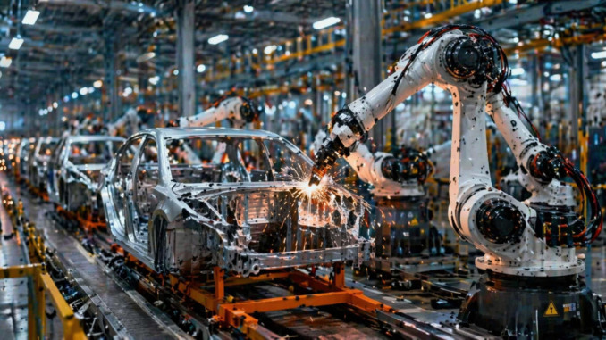 robotica industrial en fabrica automatizacion proceso produccion empleo