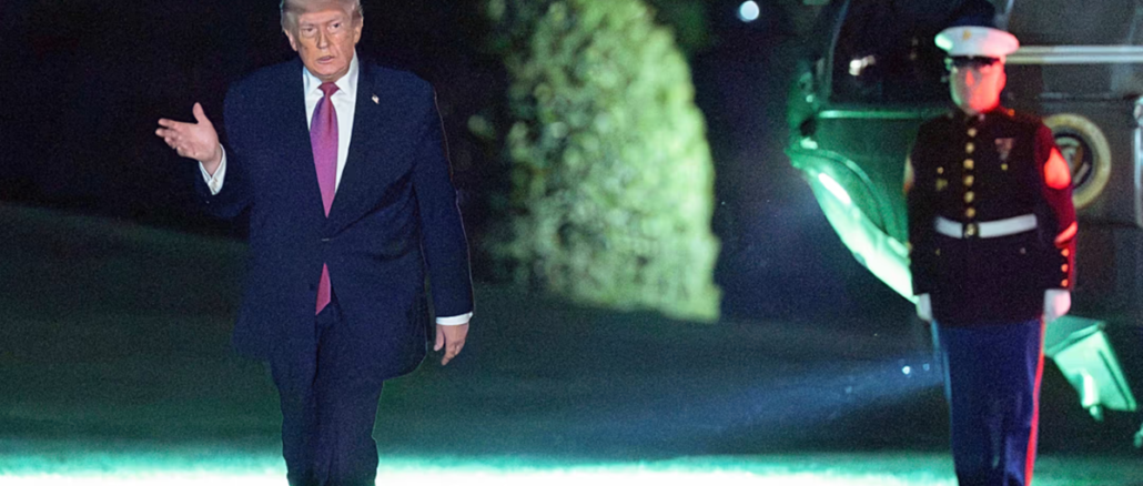 trump bloqueo puertos iraníes casa blanca llegada helicoptero