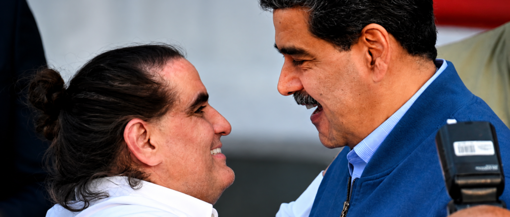 Alex Saab junto a Nicolás Maduro durante un encuentro vinculado al caso de corrupción y lavado investigado internacionalmente.