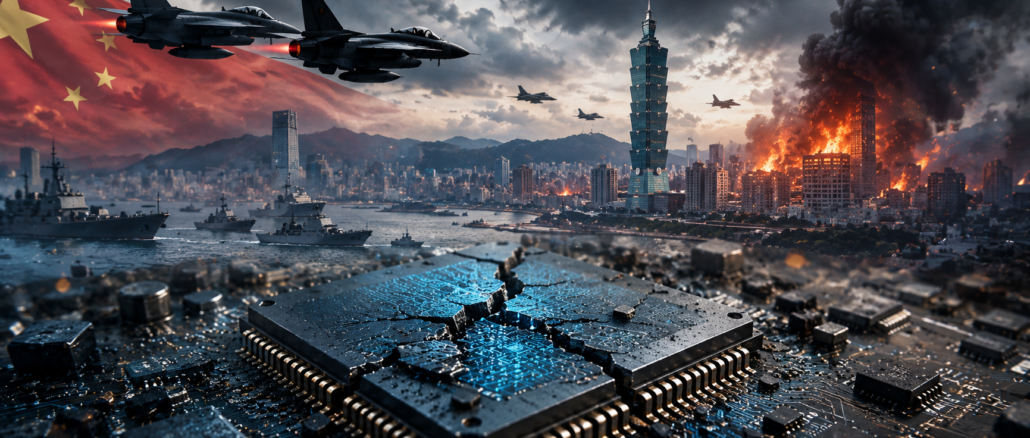 Microchip destruido frente a Taiwán durante una hipotética invasión china que provocaría una crisis global de semiconductores según Impacto Noticias CR