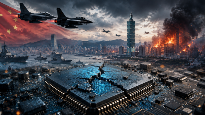 Microchip destruido frente a Taiwán durante una hipotética invasión china que provocaría una crisis global de semiconductores según Impacto Noticias CR