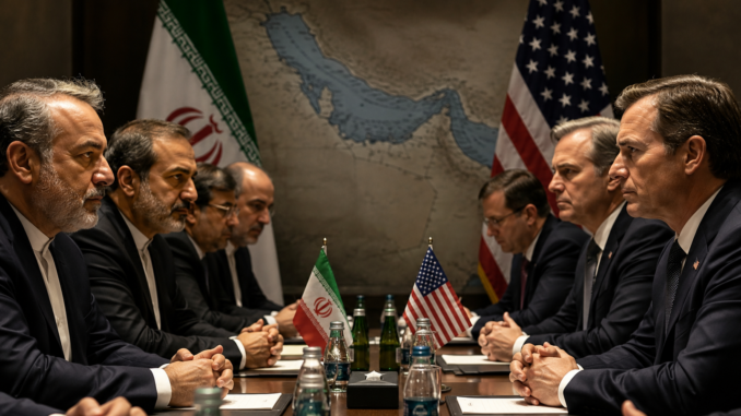 Delegaciones de Irán y Estados Unidos participan en negociaciones diplomáticas mientras avanzan conversaciones sobre posibles concesiones para poner fin a la guerra. Imagen IA con fines ilustrativos.