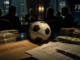 Dinero, documentos y balón de fútbol representan corrupción y sobornos relacionados con la FIFA y los Mundiales