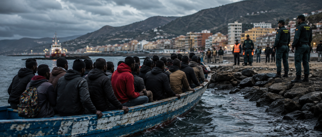 crisis migratoria en España con embarcación de migrantes llegando a costas europeas bajo presión social y tensión política | Impacto Noticias CR