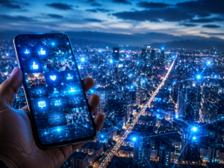Aplicación de Facebook en un smartphone representando redes sociales en América Latina