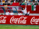 Publicidad histórica de Coca-Cola durante un partido de la Copa Mundial FIFA