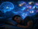 Persona durmiendo mientras una inteligencia artificial analiza patrones y sueños humanos