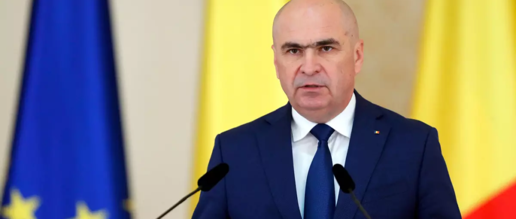 Ilie Bolojan durante anuncio oficial en Rumania en medio de la crisis política de 2026