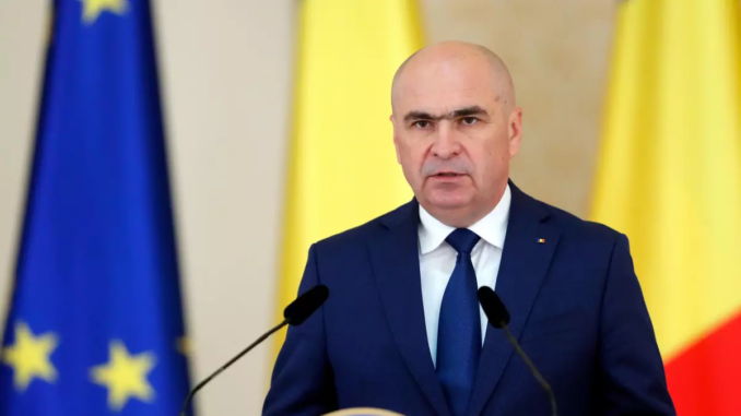 Ilie Bolojan durante anuncio oficial en Rumania en medio de la crisis política de 2026